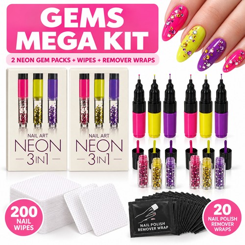 Nail art neon - neon, set